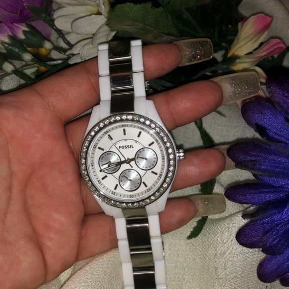 FOSSIL STELLA WHITE FACE CRYSTAL BEZEL STONES Fossil  main image 4